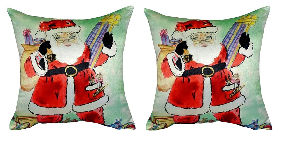 Pair of Betsy Drake Santa No Cord Pillows 18 Inch X 18 Inch