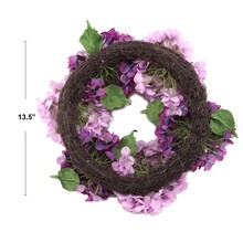 18&#x22; Magenta Pink Hydrangea Wreath with Grapevine Ring by Floral Home&#xAE;