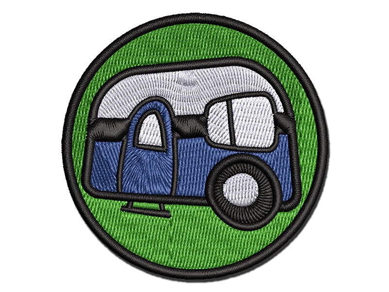 Camper Doodle Multi-Color Embroidered Iron-On or Hook &#x26; Loop Patch Applique