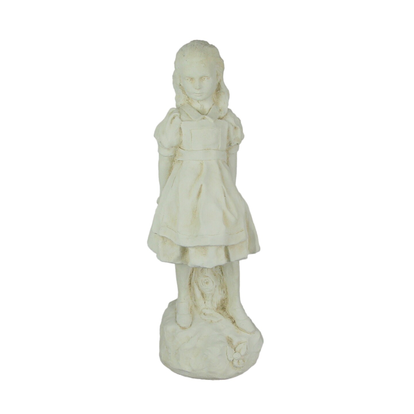 Alice in Wonderland Antique White Finish Solid Cement Statue 19.5 Inches High