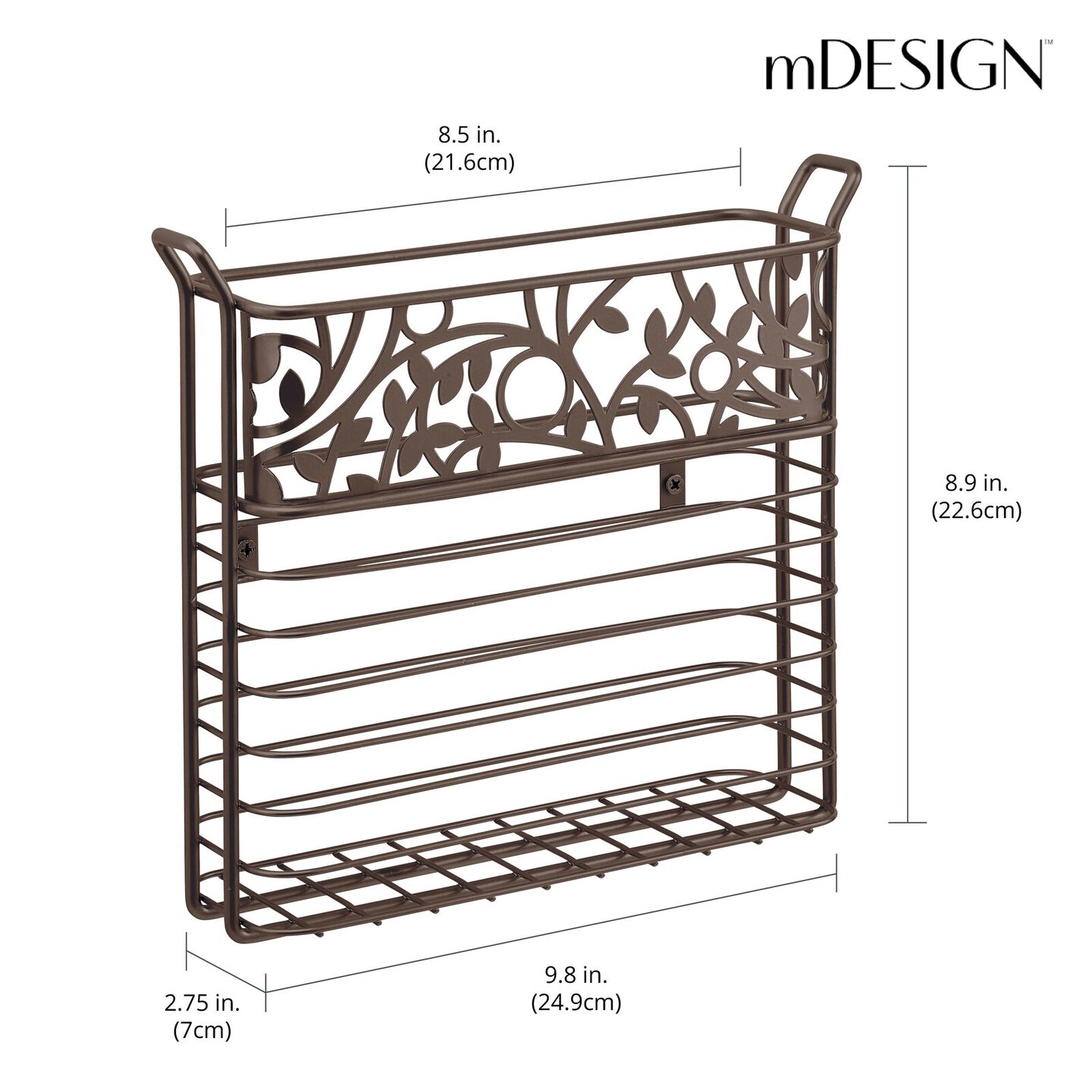mDesign Metal Wall Mount Magazine, Book Holder, Compact Rack