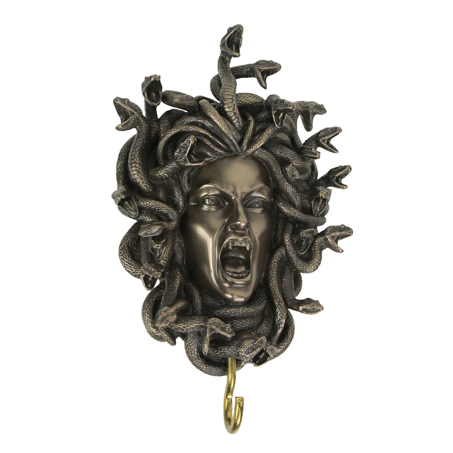 Head of Medusa the Greek Gorgon Serpent Bronze Finish Wall Hook 8 Inches