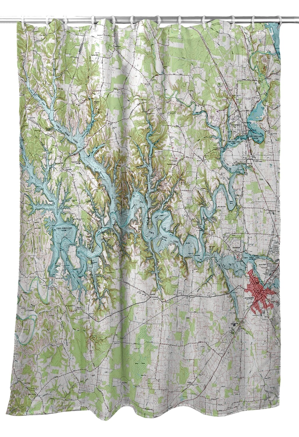 Betsy Drake Tims Ford Lake, TN Nautical Map Shower Curtain