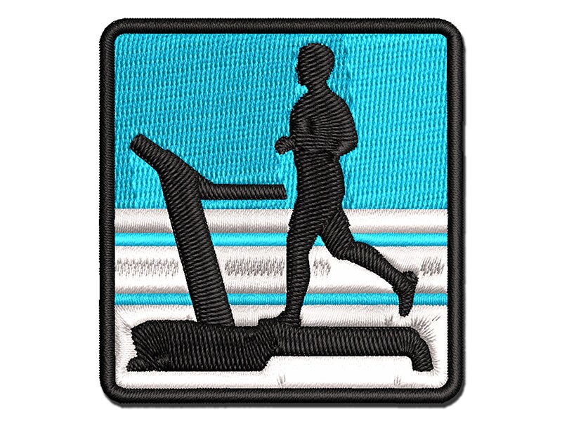 Man Running on Treadmill Cardio Workout Gym Multi-Color Embroidered Iron-On or Hook &#x26; Loop Patch Applique