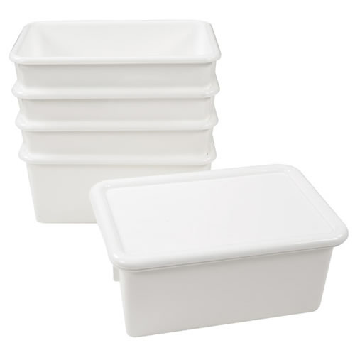 Kaplan Early Learning Company Storage Bins with Lids - Set of 5 - White