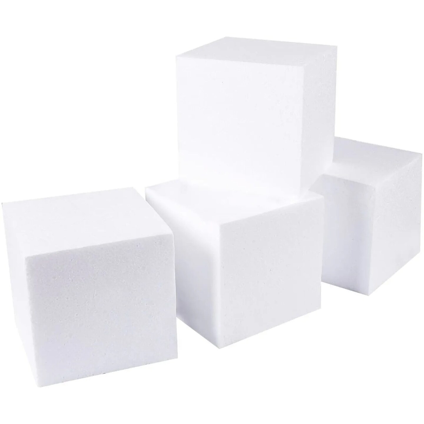 4 Pack Foam Cube Squares for Crafts, 6x6x6&#x22; White Blocks for, DIY Projects