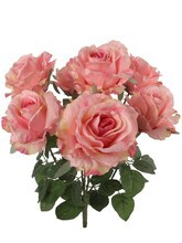 Pink Silk Rose Bush - 20&#x22; Lush Artificial Flowers 2-Pack