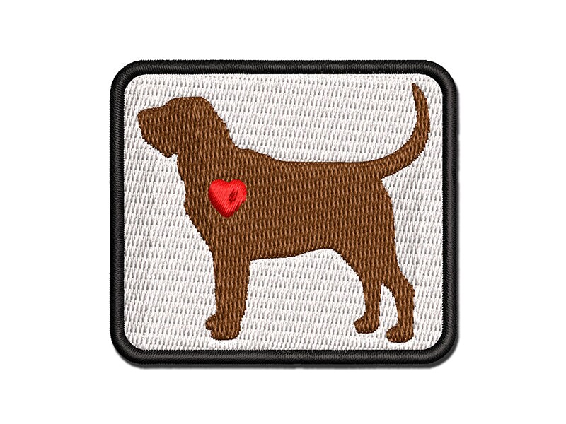 Bloodhound Dog with Heart Multi-Color Embroidered Iron-On or Hook &#x26; Loop Patch Applique