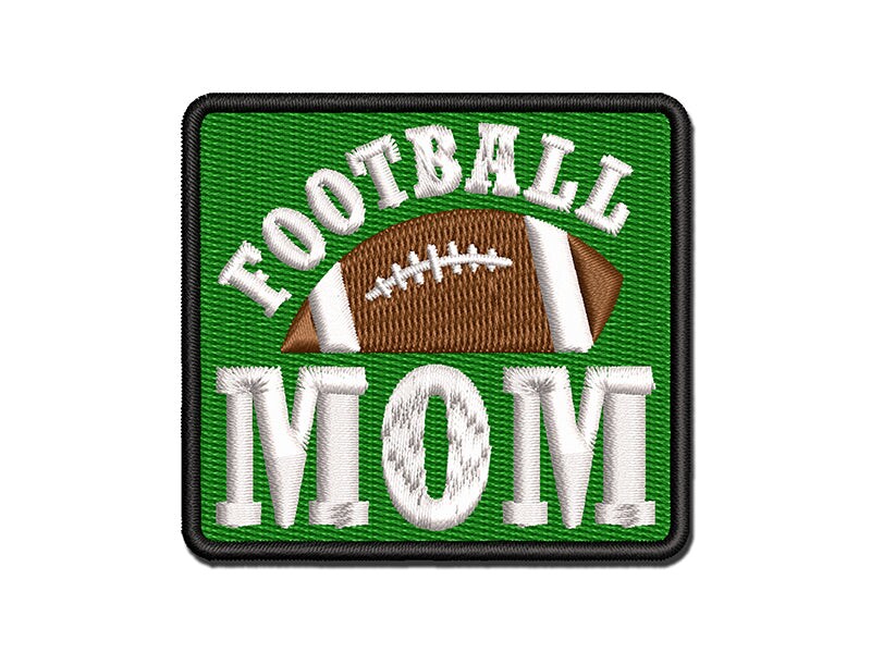 Football Mom Multi-Color Embroidered Iron-On or Hook &#x26; Loop Patch Applique