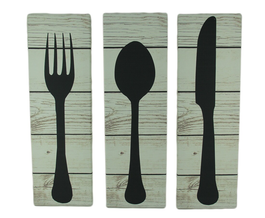 Farmhouse Flatware 3 Piece Canvas Wall Print Set