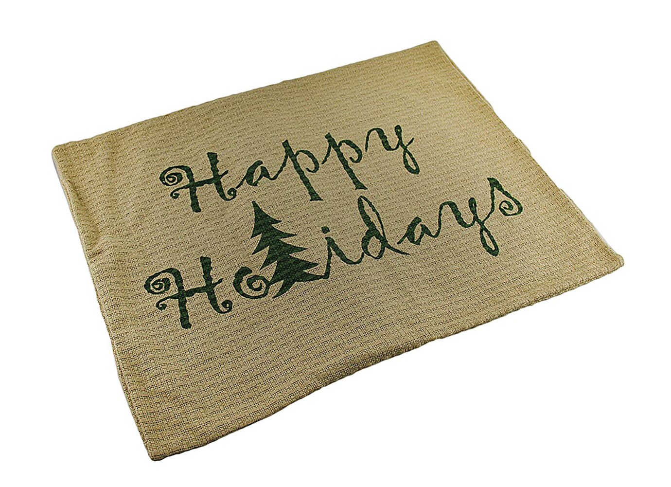 Evergreen Happy Holidays Woven Cotton Pillow Cover 14 X 18 in.