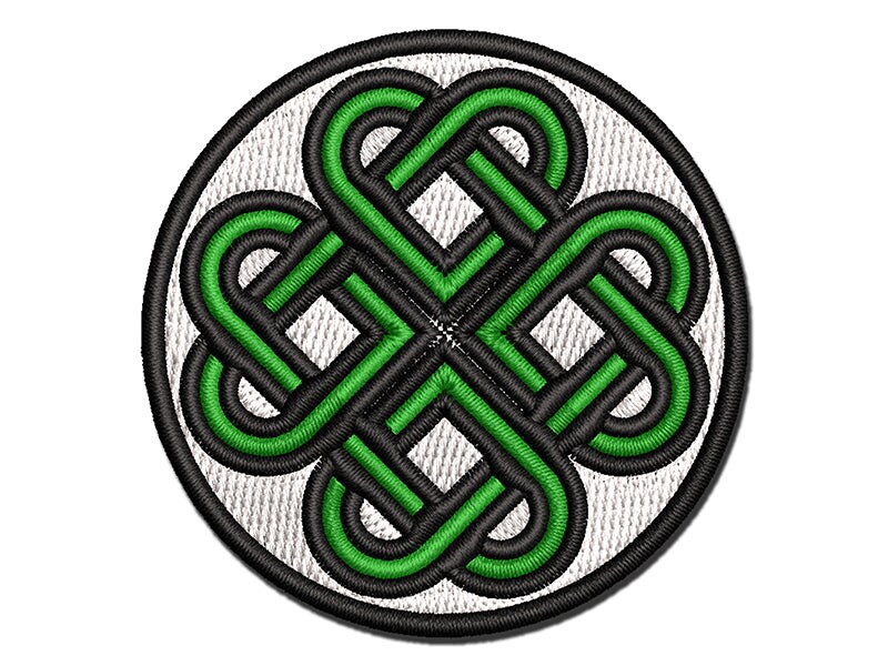 Celtic Shamrock Knot Outline Multi-Color Embroidered Iron-On or Hook &#x26; Loop Patch Applique