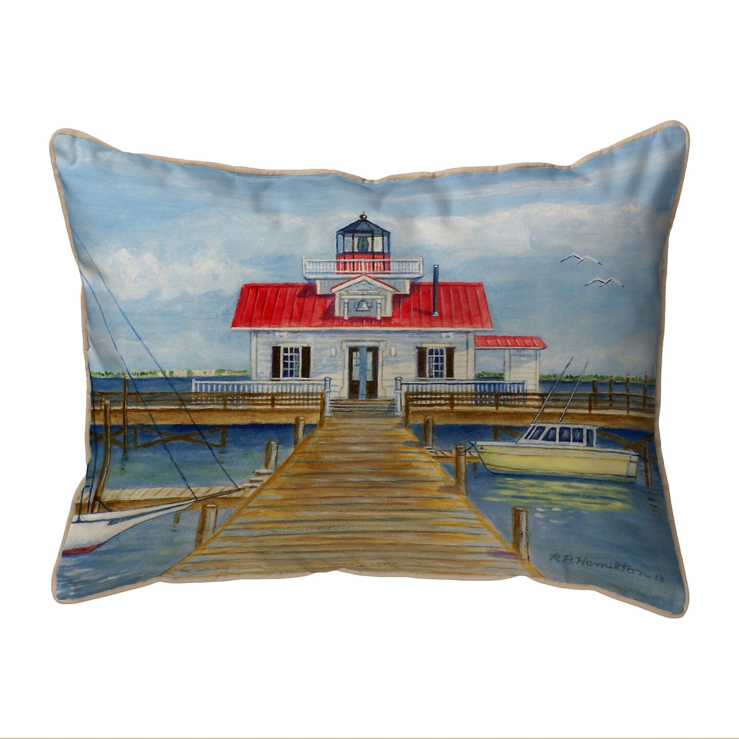 Betsy Drake Marshes Lighthouse Large Pillow 16x20