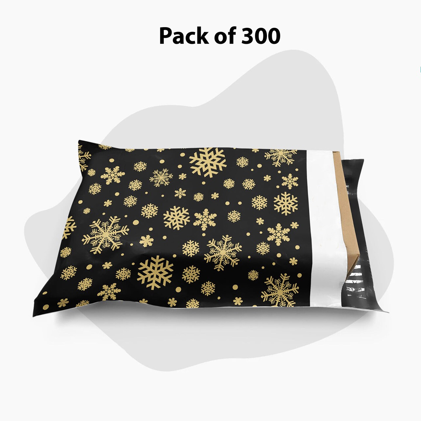 10 x 13 Christmas Tree Black and Gold Holiday Poly Bag Mailer Envelopes 2 Mil