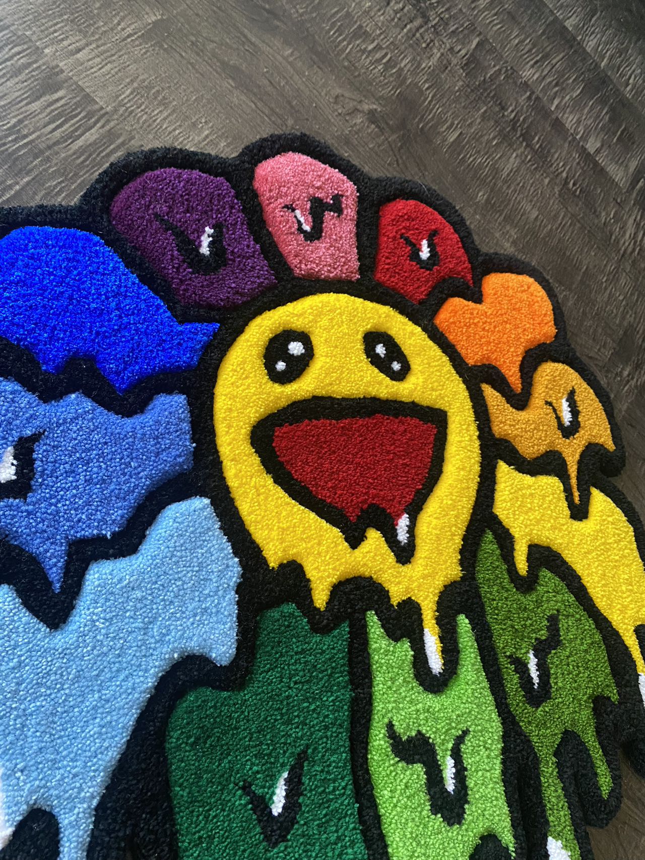 Handmade Tufted Smiley Face Rug, Custom Tufted Rug, Colorful Rug