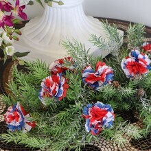 100-Pack: Patriotic Tri-Color Carnation Picks, 5&#x22; Stems, 3.5&#x22; Wide, Artificial Flowers, Floral Picks, Floral Home by Artificial Flowers