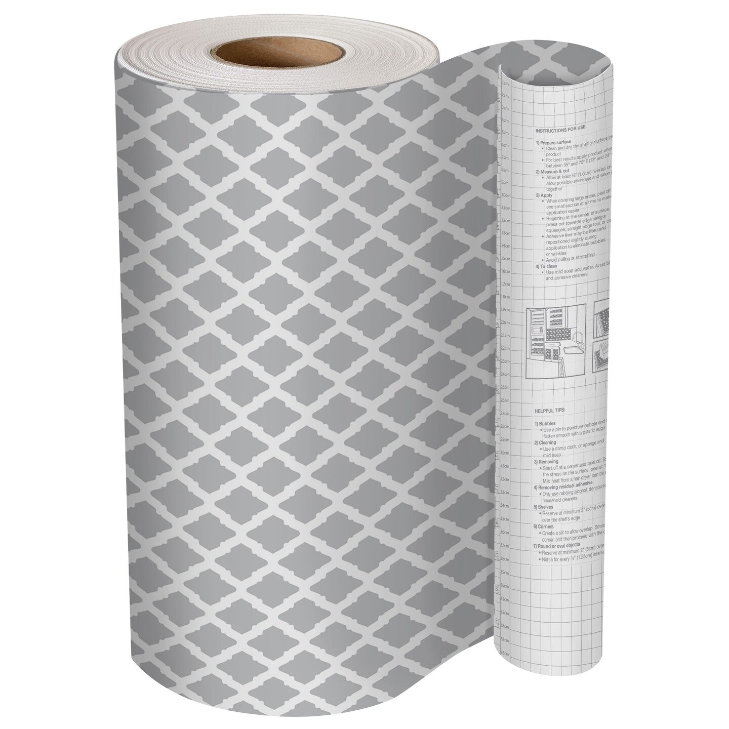 Smart Design Adhesive Shelf Liner - 18 Inch x 120 Feet Total (Set of 6 Rolls) - Metro Gray Lattice