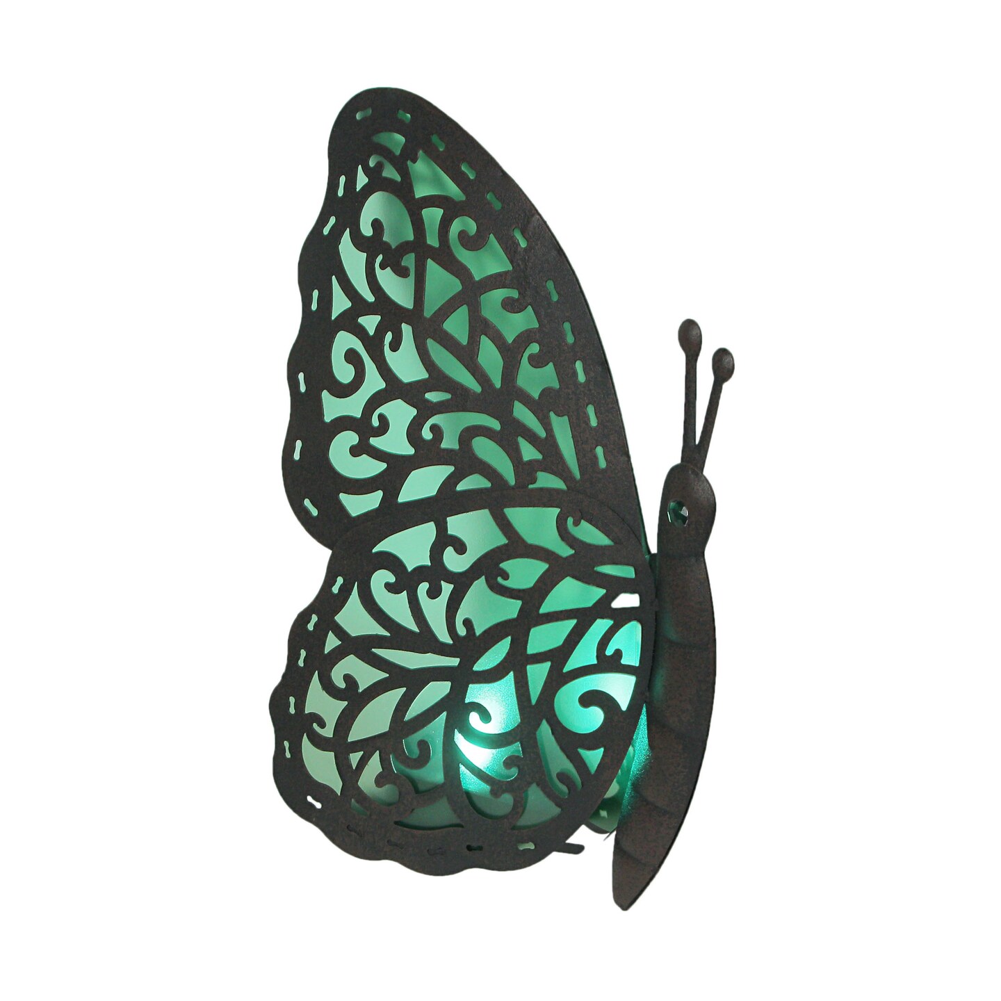 Brown Metal Butterfly LED Solar Light Outdoor Garden Statue Yard Decor