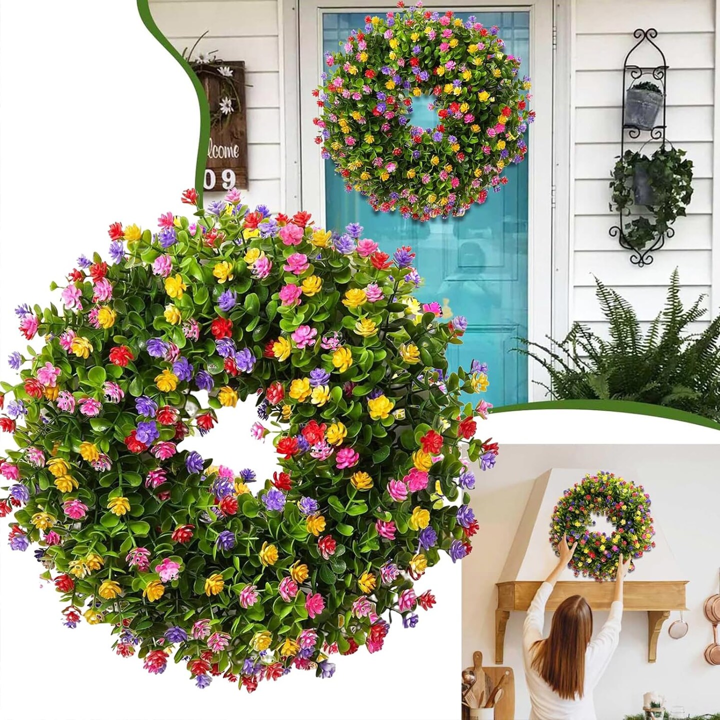 18 Inches Spring Wreath for Front Door