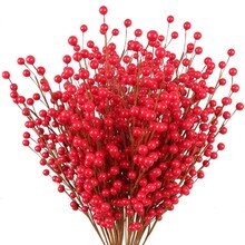 Set of 24 Red Holly Berry Christmas Stems, 17-Inch Decorative Picks for Wreaths, Garlands, and Holiday Centerpieces - 2024 Christmas Collection, Floral Home by Artificial Flowers