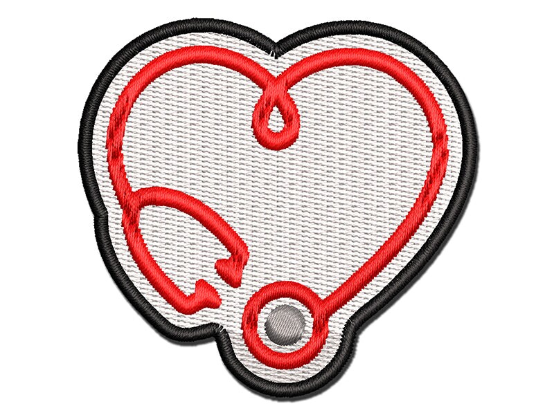 Heart Stethoscope Nurse Essential Worker Doctor Multi-Color Embroidered ...