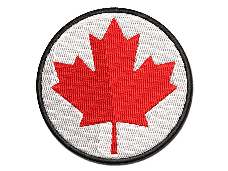 Canada Maple Leaf Multi-Color Embroidered Iron-On or Hook &#x26; Loop Patch Applique