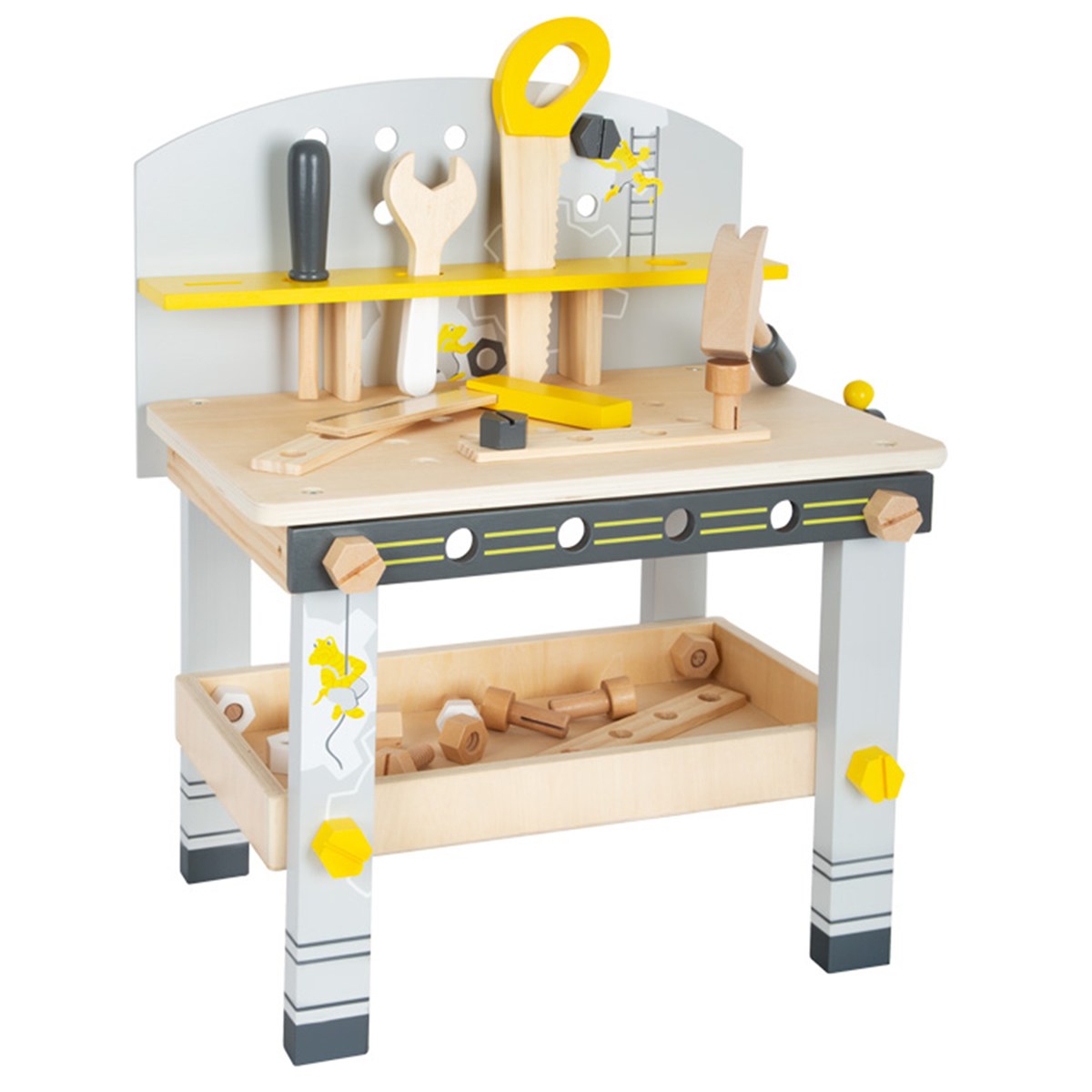 Small Foot Compact Wooden Workbench with Tools