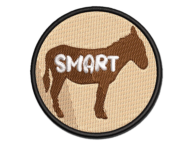 Donkey Smart Ass Silhouette Solid Multi-Color Embroidered Iron-On or Hook &#x26; Loop Patch Applique