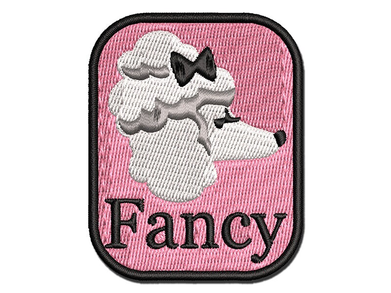 Fancy Posh Poodle Dog Bougie Multi-Color Embroidered Iron-On or Hook &#x26; Loop Patch Applique