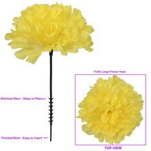 Box of 100: Yellow Silk Carnation Picks by Floral Home&#xAE;