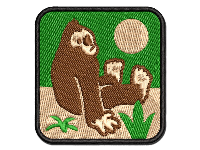 Bigfoot Sasquatch Sitting Cryptozoology Multi-Color Embroidered Iron-On or Hook &#x26; Loop Patch Applique