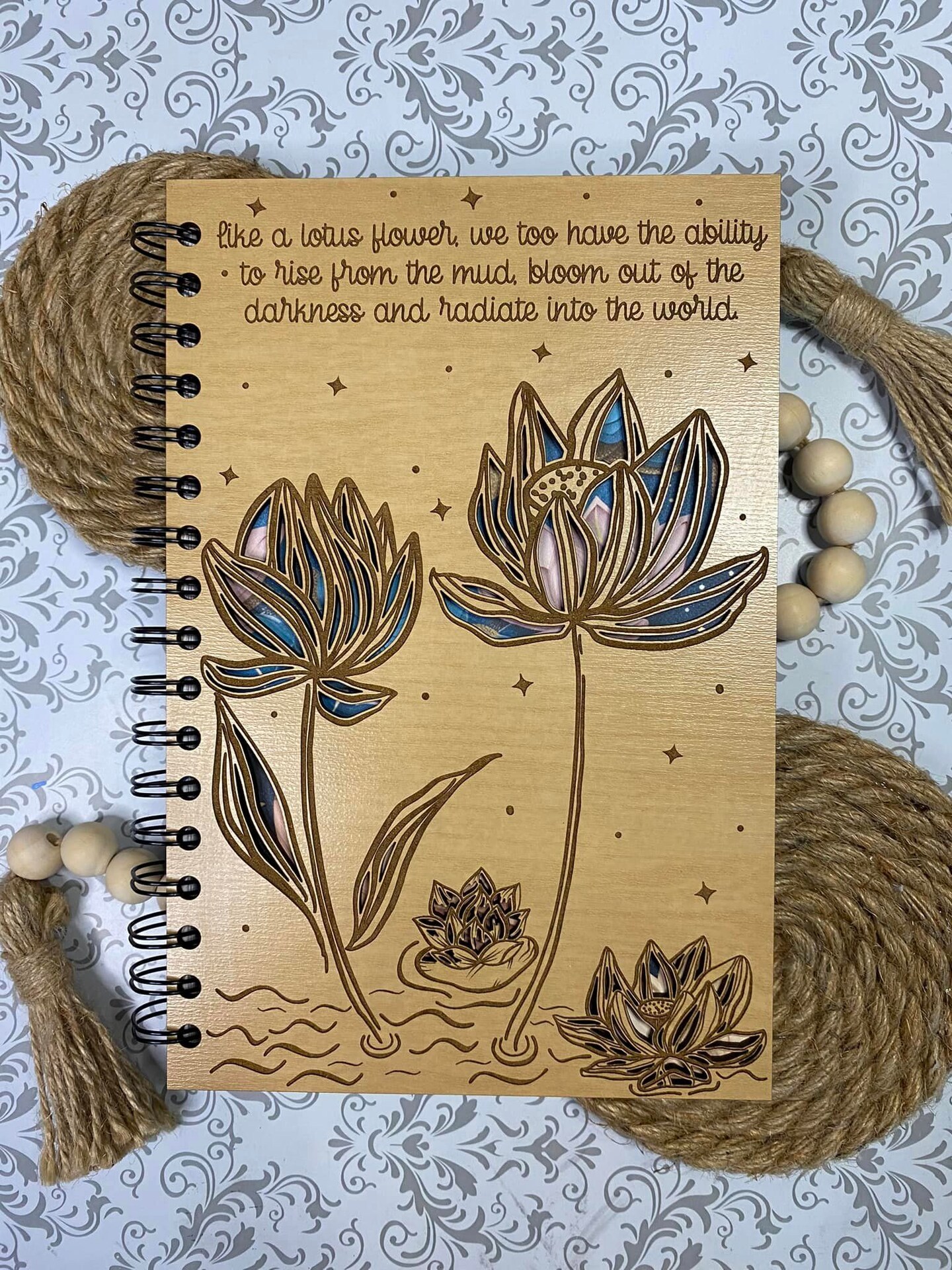 product name is Like a lotus flower, we too have the ability to rise notebook journal