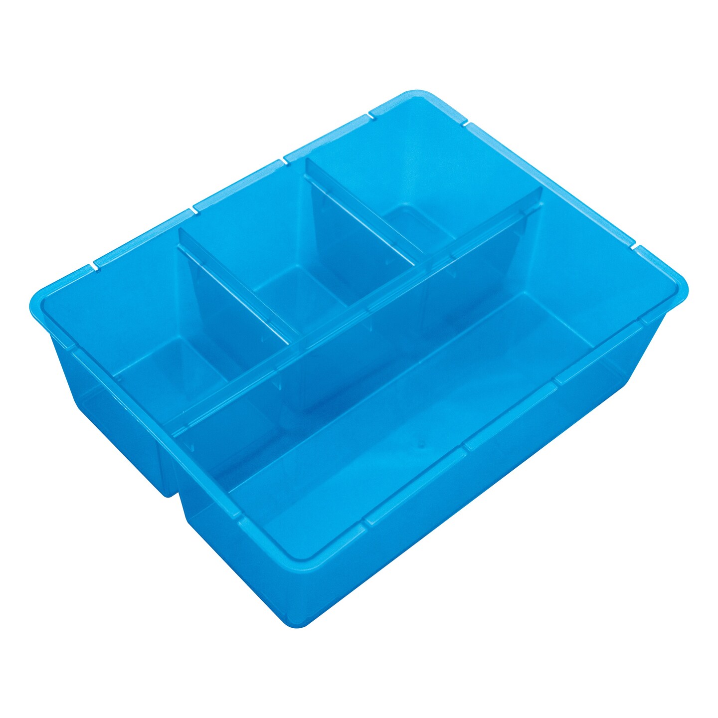 Storage Studios Super Stacker Divided Storage Box-6.38"X7.25"X10.88 Clear/Blue Handles