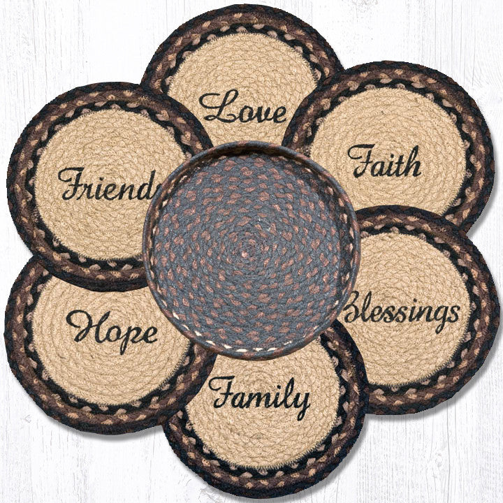 Earth Rugs TNB-313 Blessings Trivets in a Basket 10&#x22; x 10&#x22;