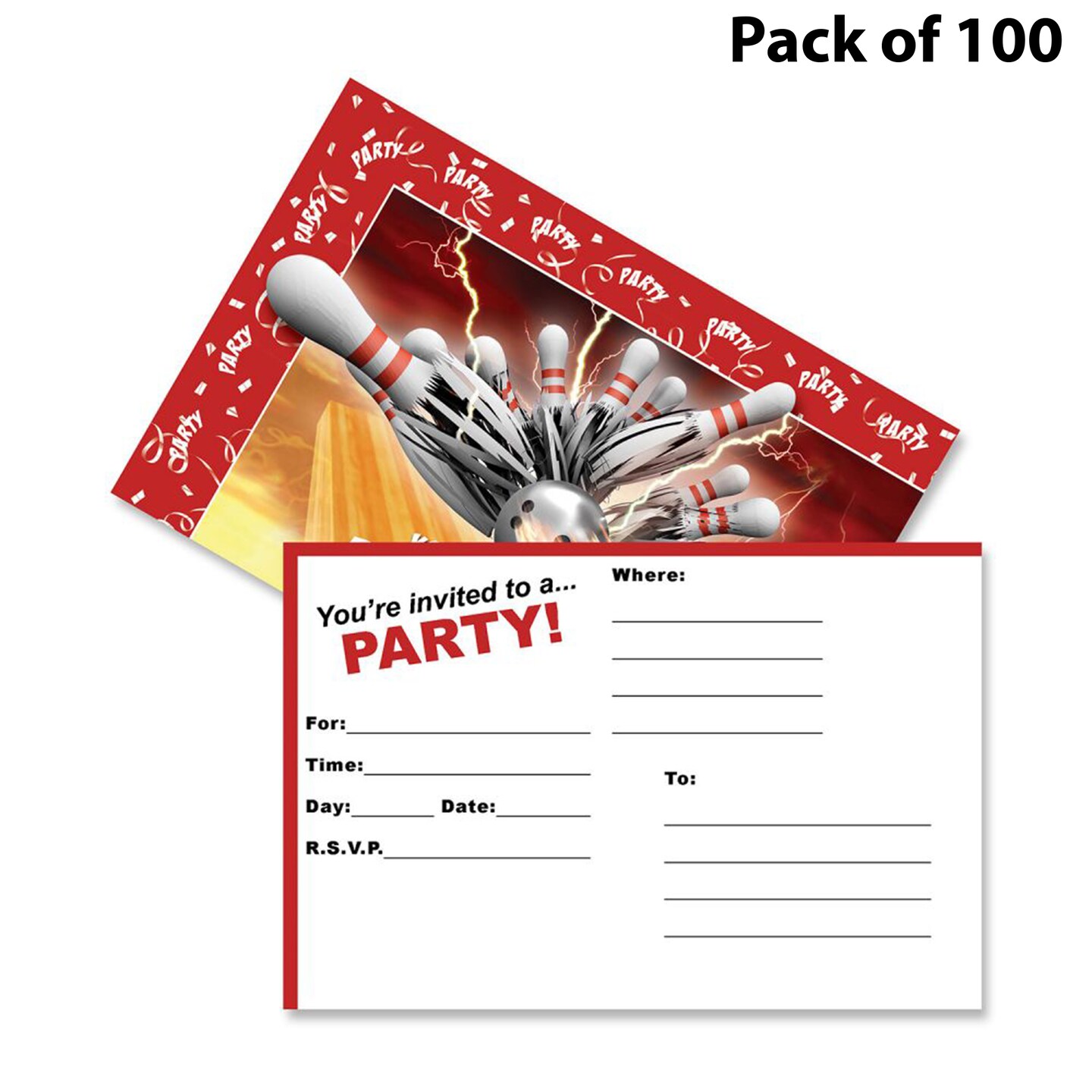 Party Postcard Invitations | Bowling Thunder 4 in x 6 in Plastic wrapped | MINA&#xAE;