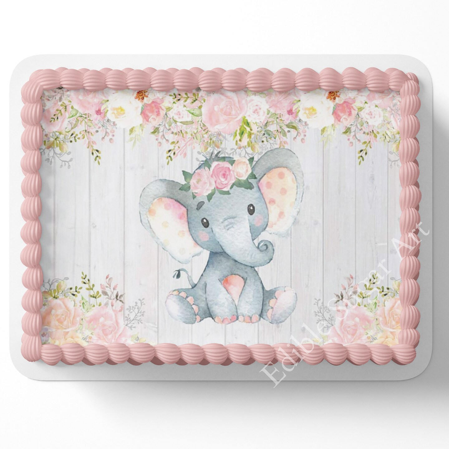 Elephant Baby Shower Cake Topper Safari Baby Shower Sheet Cake Topper ...