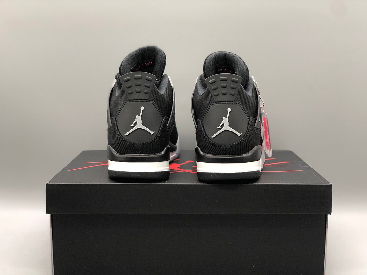 Air Jordan 4 Black Canvas Shoes, Sneaker for men, Sneaker for women - image9