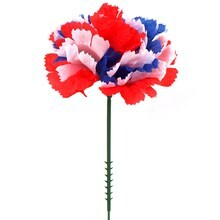 100-Pack: Patriotic Tri-Color Carnation Picks, 5&#x22; Stems, 3.5&#x22; Wide, Artificial Flowers, Floral Picks, Floral Home by Artificial Flowers