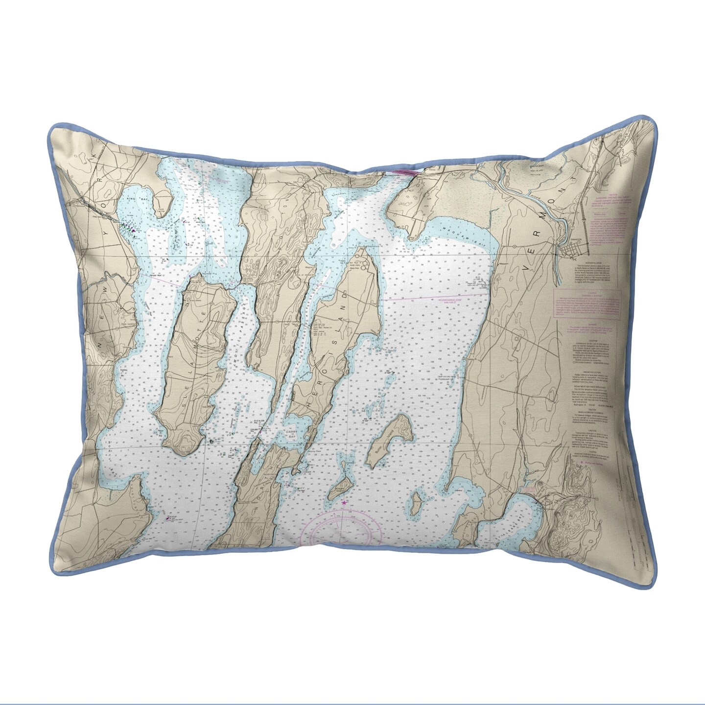 North Hero Island Map Pillow 20x24 – Extra Large Zippered Pillow