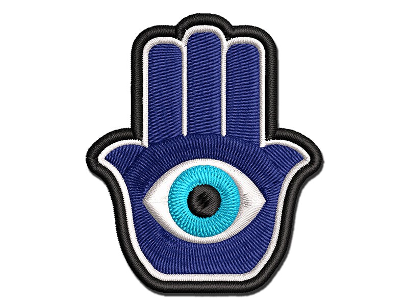 Hamsa Evil Eye Hand Ward Protection Symbol Charm Khamsa Hamesh Multi-Color Embroidered Iron-On or Hook &#x26; Loop Patch Applique