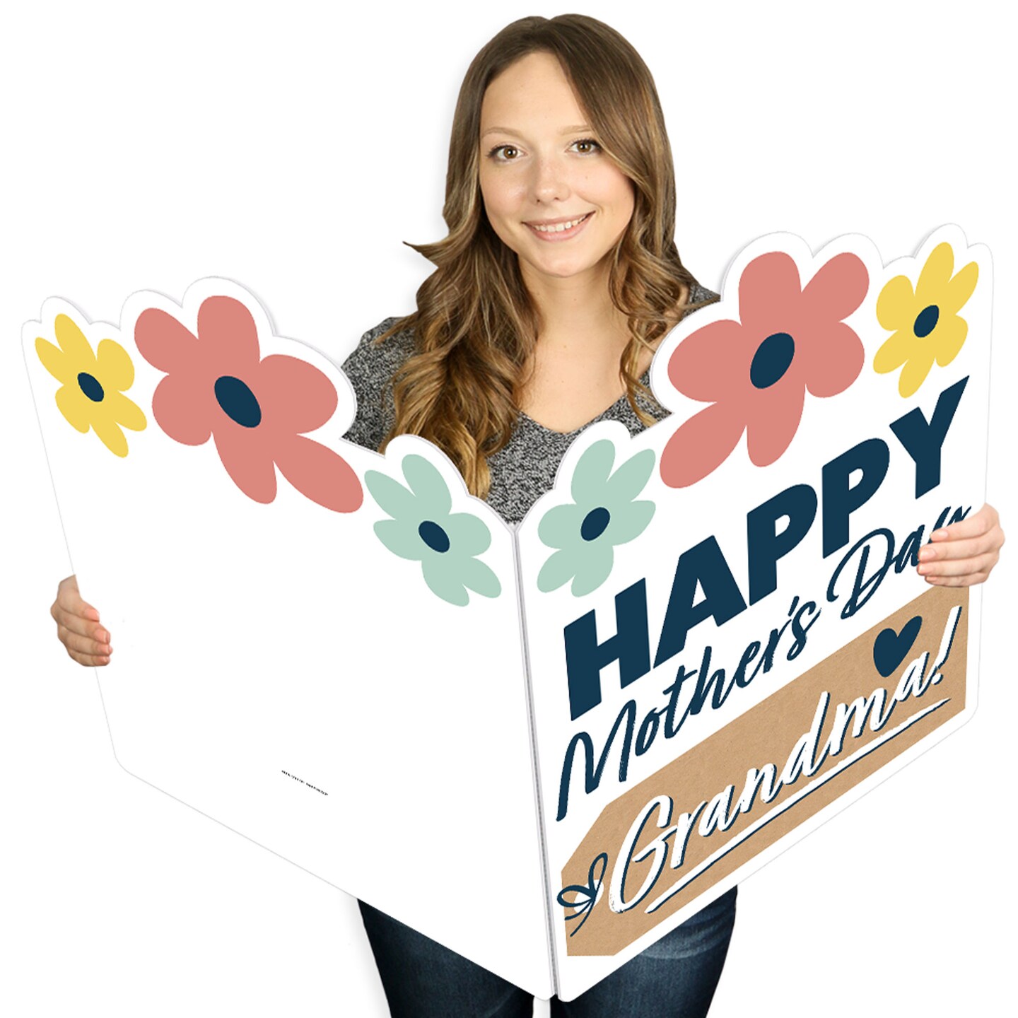 Big Dot of Happiness Grandma, Happy Mother&#x27;s Day - We Love Grandmother Giant Greeting Card - Big Shaped Jumborific Card - 16.5 x 22 inches