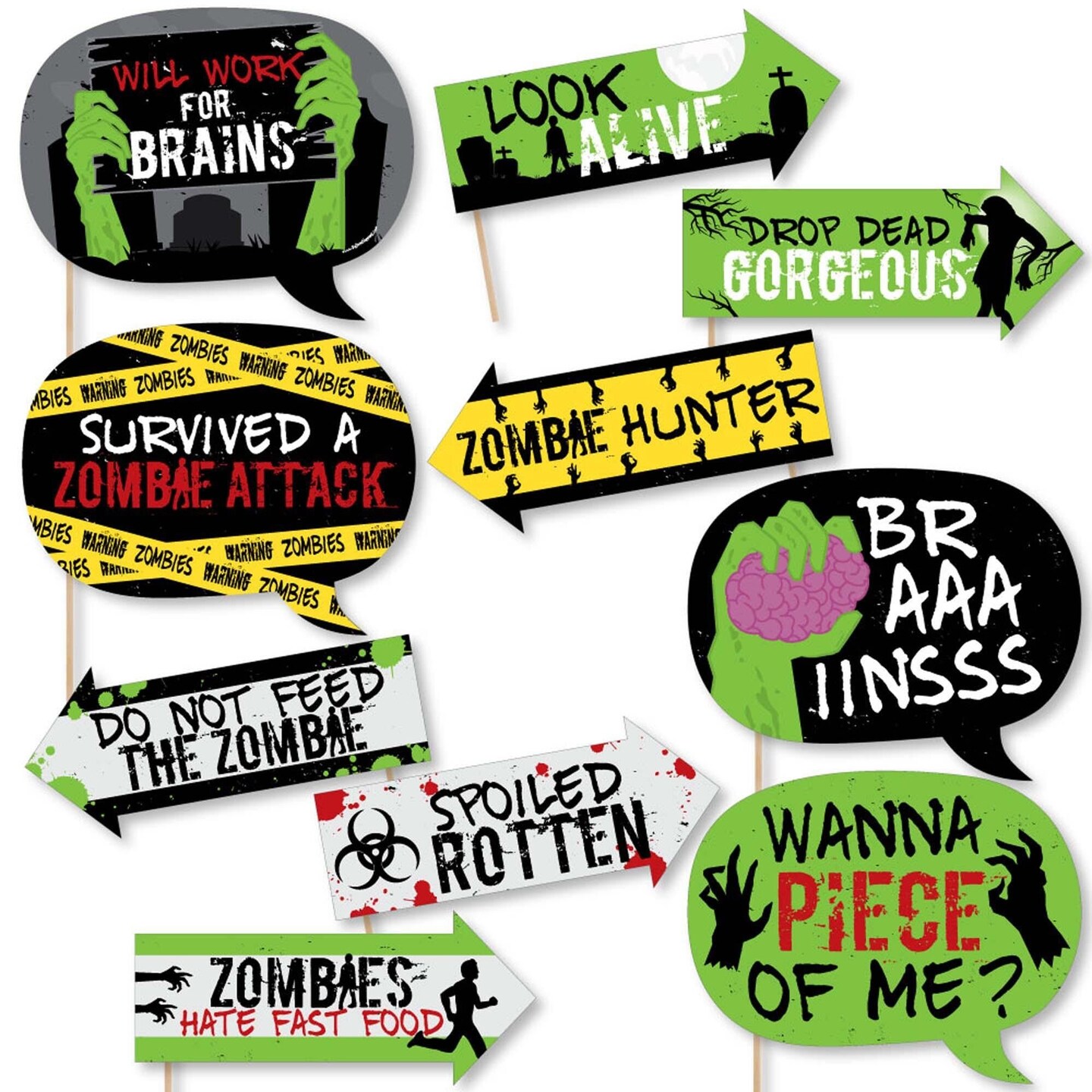 Big Dot of Happiness Funny Zombie Zone - Halloween or Birthday Zombie ...