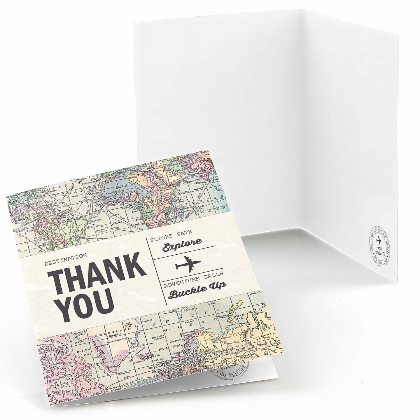 Big Dot of Happiness World Awaits - Travel Themed Party Thank You Cards (8 count)