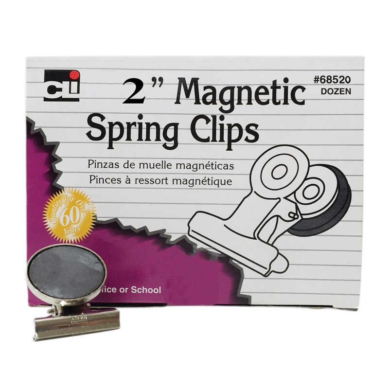Magnetic Spring Clips, 2&#x22;, 12/Box