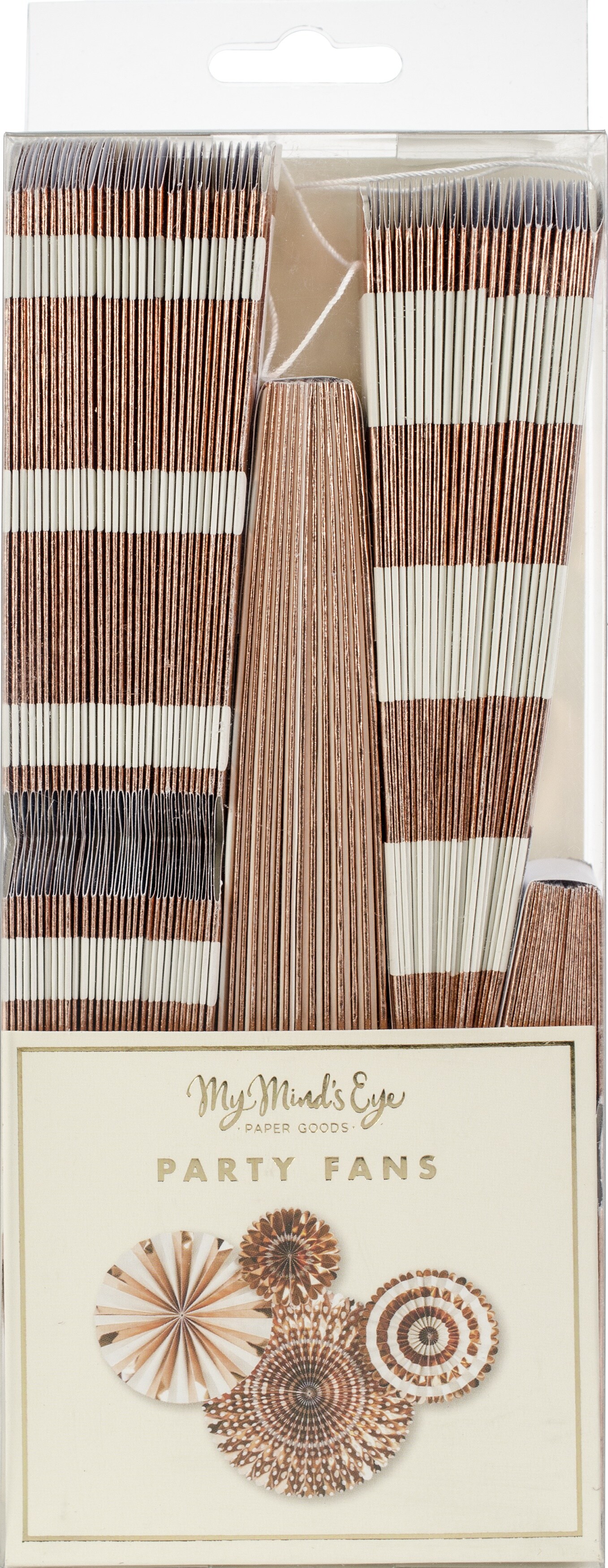 My Mind&#x27;s Eye Basics Party Fans 4/Pkg-Rose Gold Foil