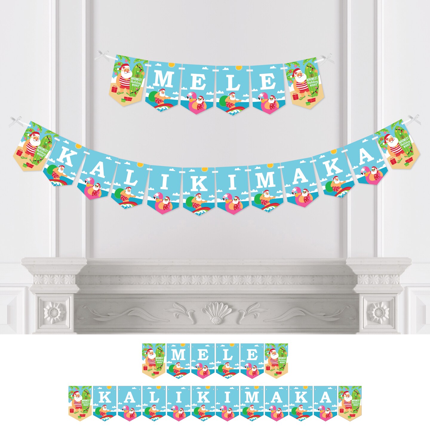 Big Dot of Happiness Tropical Christmas - Beach Santa Holiday Party Bunting Banner - Party Decorations - Mele Kalikimaka