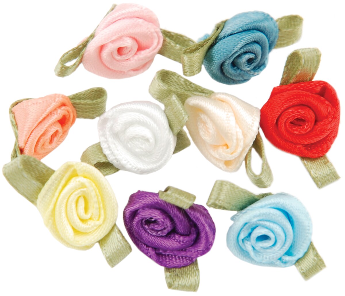 Offray Ribbon Roses 40/Pkg, Assorted Colors