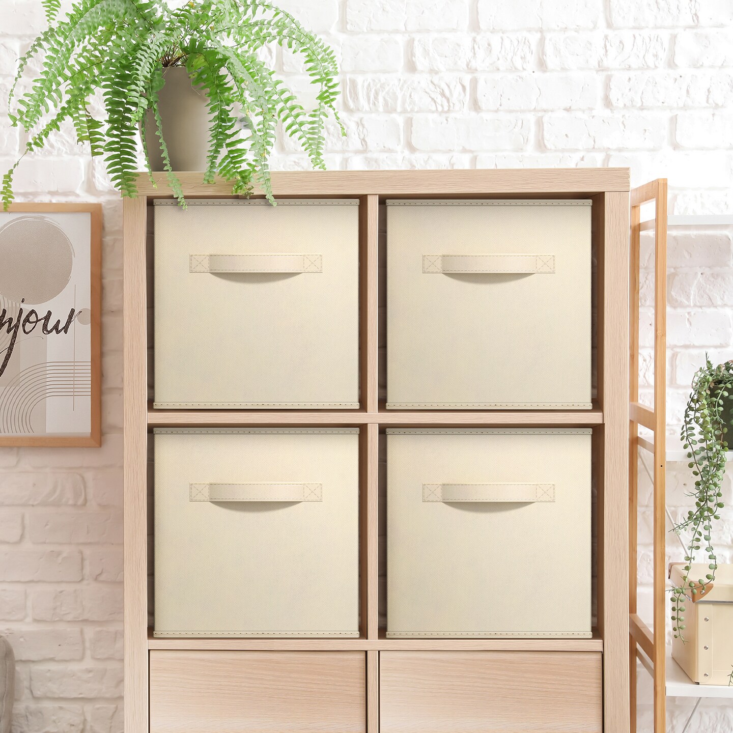 Sorbus 11 Inch 4 Pack Foldable Fabric Storage Cube Bins with Handles - for Organizing Pantry, Closet, Nursery, Playroom, and More