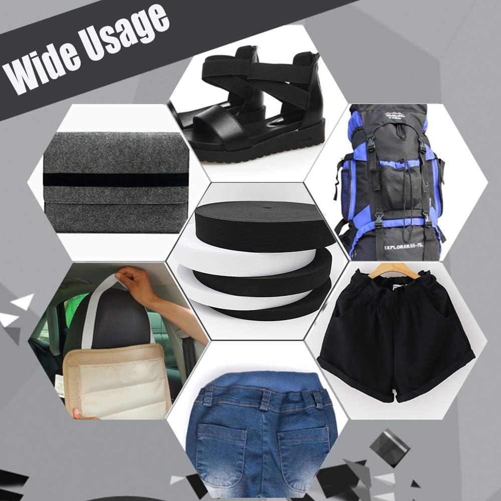 Sewing Elastic Band 3/4 Inch Wide Heavy Stretch High Elasticity Knit Elastic Band for Sewing Waistband Elastic 10 Yard (5 Yard White,5 Yard Black)