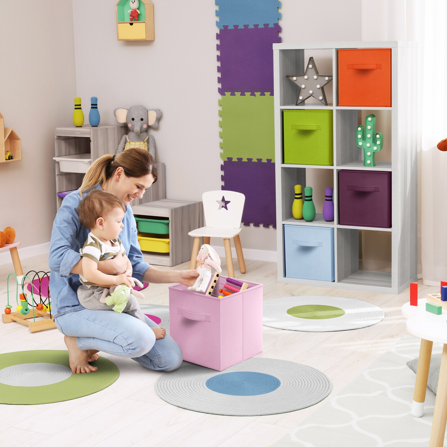 Sorbus 8 Pack 13 Inch Foldable Storage Cubes with Handles- for Organizing Home, Shelves, Nursery, Playroom, Closet and More